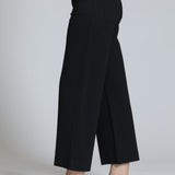 Ponte Cropped Wide Leg Pant W/Patch Pocket