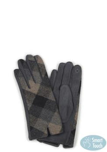 Plaid Faux Suade Gloves